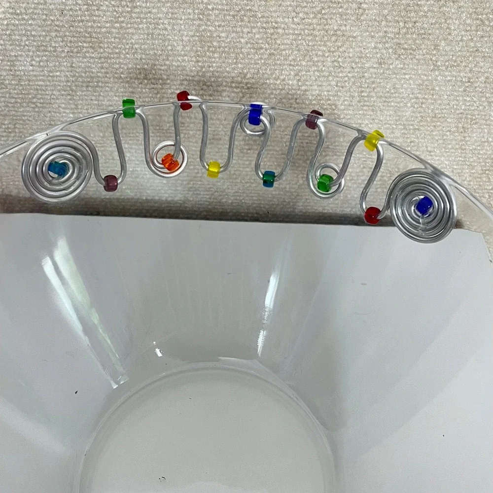 Dary Rees‎ Large 11 Inch Glass Wire Beaded Serving Mixing Bowl